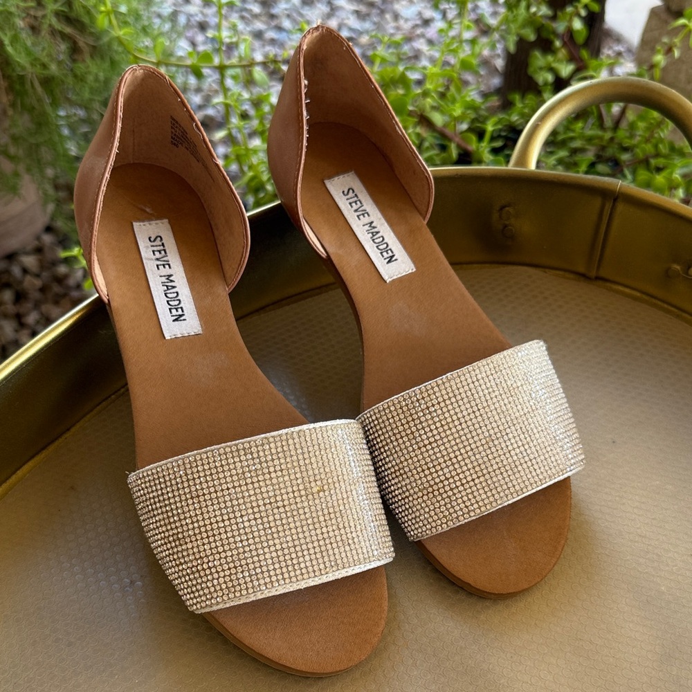 Steve Madden Brown and Silver Women's Sandals